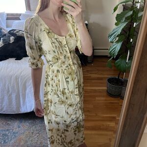 Christy Dawn floral embroidered button down dress (XS)